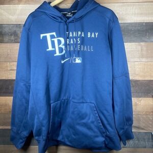 Nike Tampa Bay Rays Baseball Pullover Hoodie Men's XL Dri-FIT Navy Blue